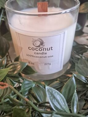 Coconut Candle - White - 100% Coconut Wax (Wooden Wick)